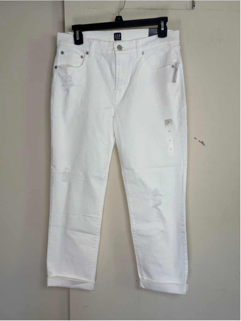 Gap Best Girlfriend White Stretch Jeans Mid Rise Slim Leg Ankle Size 27 NWT